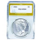 1922 Silver Peace Dollar PGA MS64