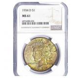 1934-D Silver Peace Dollar NGC MS61