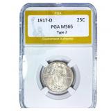 1917-D Standing Liberty Quarter PGA MS66 Type 2