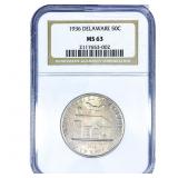 1936 Delaware Half Dollar NGC MS63