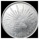 1902Zs FZ Mexico Silver Peso CHOICE BU