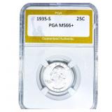 1935-S Washington Silver Quarter PGA MS66+