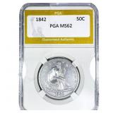 1842 Seated Liberty Half Dollar PGA MS62