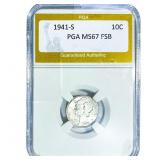 1941-S Mercury Silver Dime PGA MS67 FSB