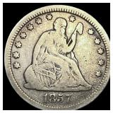 1857 Silver Seated Liberty Quarter LIGHTLY  CIRCU