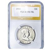 1955 Franklin Half Dollar PGA MS66 FBL