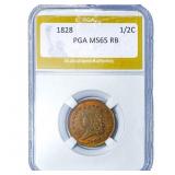 1828 Classic Head Half Cent PGA MS65 RB