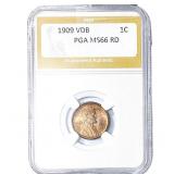 1909 VDB Wheat Cent PGA MS66 RD