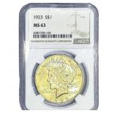 1923 Silver Peace Dollar NGC MS63