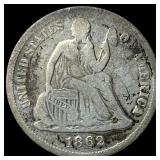 1862-S Silver Seated Liberty Dime LIGHTLY CIRCULAT
