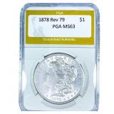 1878 Rev 79 Morgan Silver Dollar PGA MS63