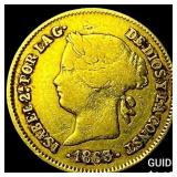 1863 Philippines Gold 1 Peso .0476oz AGW