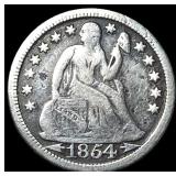 1854-O Arrows Seated Liberty Dime NEARLY  UNCIRCU
