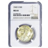 1943-S Walking Liberty Half Dollar NGC MS64