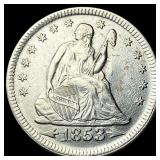 1853 Arrows/Rays Seated Liberty Quarter  CHOICE A