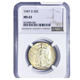 1947-D Walking Liberty Half Dollar NGC MS63