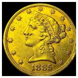 1885 Liberty Head Half Eagle $5 Gold CLOSELY UNCIR