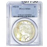 1922-D Silver Peace Dollar PCGS MS64