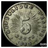 1889 Haiti Silver 5 Centimes KM 50