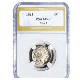 1913 Buffalo Nickel PGA MS68 Type 1