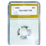 1943 Mercury Silver Dime PGA MS67 FSB