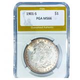 1901-S Morgan Silver Dollar PGA MS66