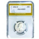 1932-D Washington Silver Quarter PGA MS63