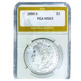 1890-S Morgan Silver Dollar PGA MS63