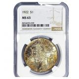 1922 Silver Peace Dollar NGC MS63