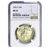 1945-D Walking Liberty Half Dollar NGC MS63