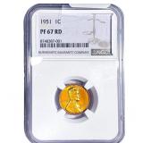 1951 Wheat Cent NGC PR67 RD
