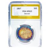 1867 Seated Liberty Half Dollar PGA MS63 Monster