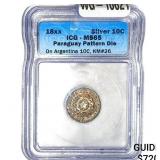 18xx Paraguay Die on Argentina Silver 10 Centavos