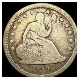 1839 Silver Seated Liberty Quarter LIGHTLY  CIRCU