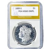 1889-S Morgan Silver Dollar PGA MS65 DMPL