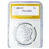 1883-CC Morgan Silver Dollar PGA MS64