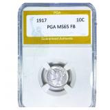 1917 Mercury Silver Dime PGA MS65 FB