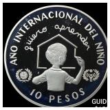 1982 Dominican Republic Silver 10 Pesos Proof