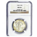 1945-S Walking Liberty Half Dollar NGC MS64+