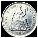 1867-S Silver Half Dime CLOSELY UNCIRCULATED