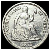 1872 Silver Seated Liberty Half Dime CLOSELY  UNC