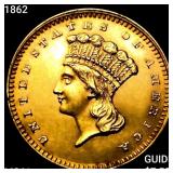 1862 Rare Gold Dollar UNCIRCULATED