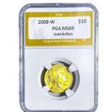 2008-W 1/4oz $10 Gold Buffalo PGA MS69