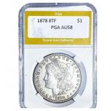 1878 8TF Morgan Silver Dollar PGA AU58