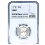 1943-S Washington Silver Quarter NGC MS67