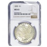 1890 Morgan Silver Dollar NGC MS63