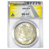 1891-S Morgan Silver Dollar ANACS MS63