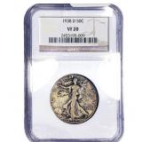 1938-D Walking Liberty Half Dollar NGC VF20