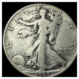 1938-D Silver Walking Liberty Half Dollar  LIGHTL