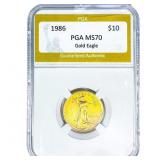 1986 Gold $10 American Eagle 1/4oz PGA MS70
